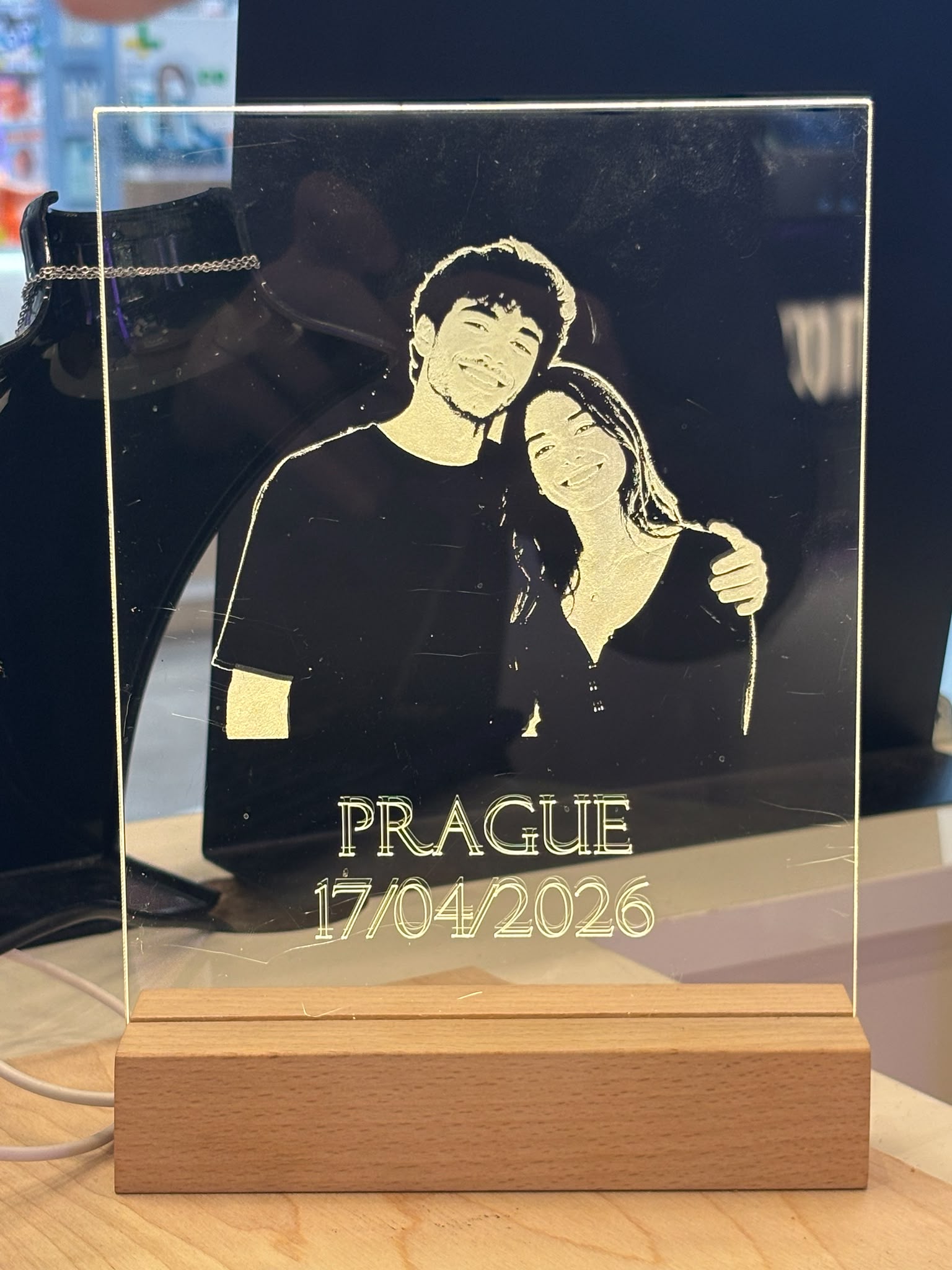 LED Acrylic Lamp — Custom Photo Engraved Gift