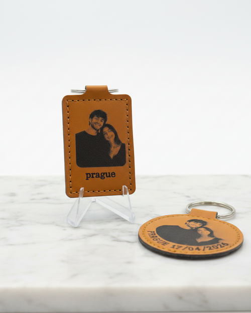 Leather Keychain — Pair on marble