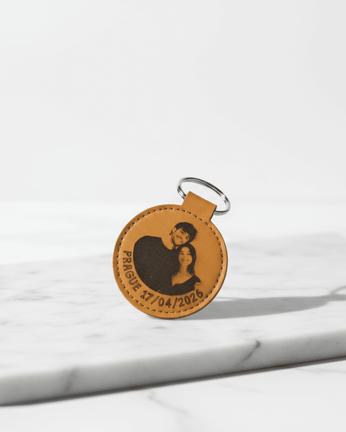 NFC Leather Keychain — Round on marble