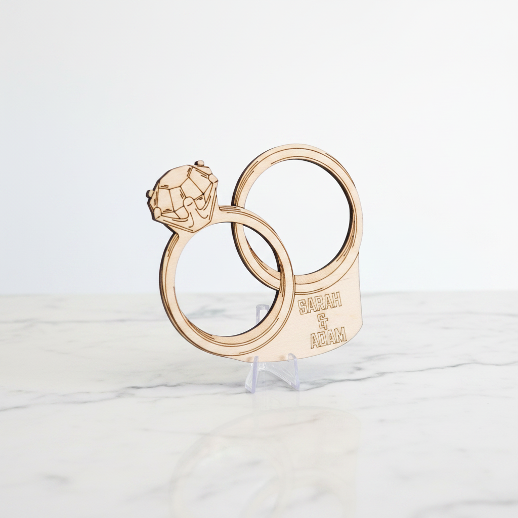 Wedding Rings Cut-Out — Marble Background