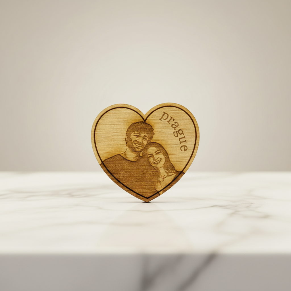 Wooden Magnet — Heart Close-up