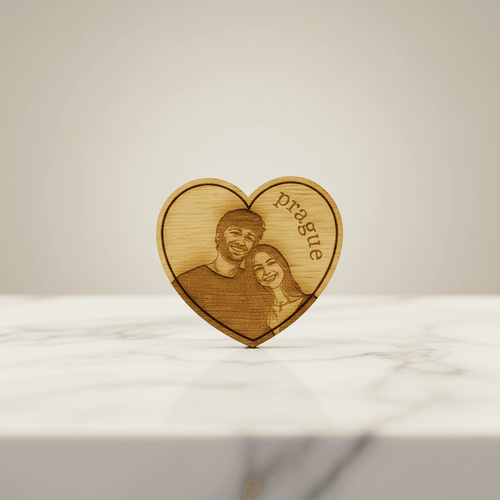 Wooden Magnet — Heart Close-up