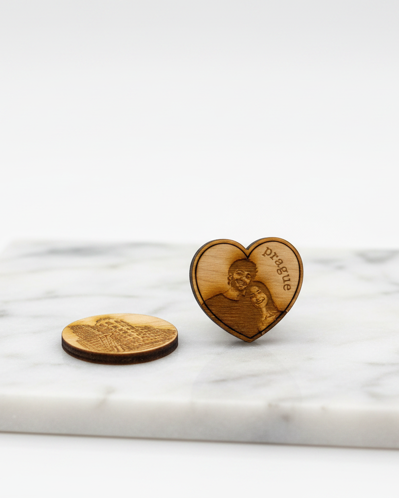 Wooden Magnets — Group on Marble