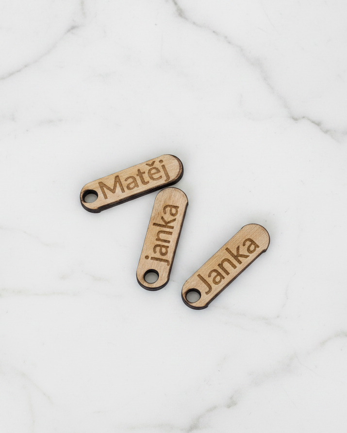 Wooden Name Tags — Marble