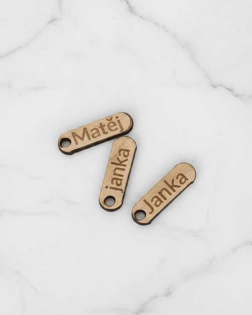 Wooden Name Tags — Marble